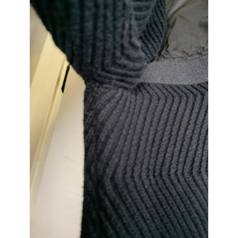 Vintage Diesel Full-Zip Heavyweight Cardigan Sweater Black Chevron Ribbed XL